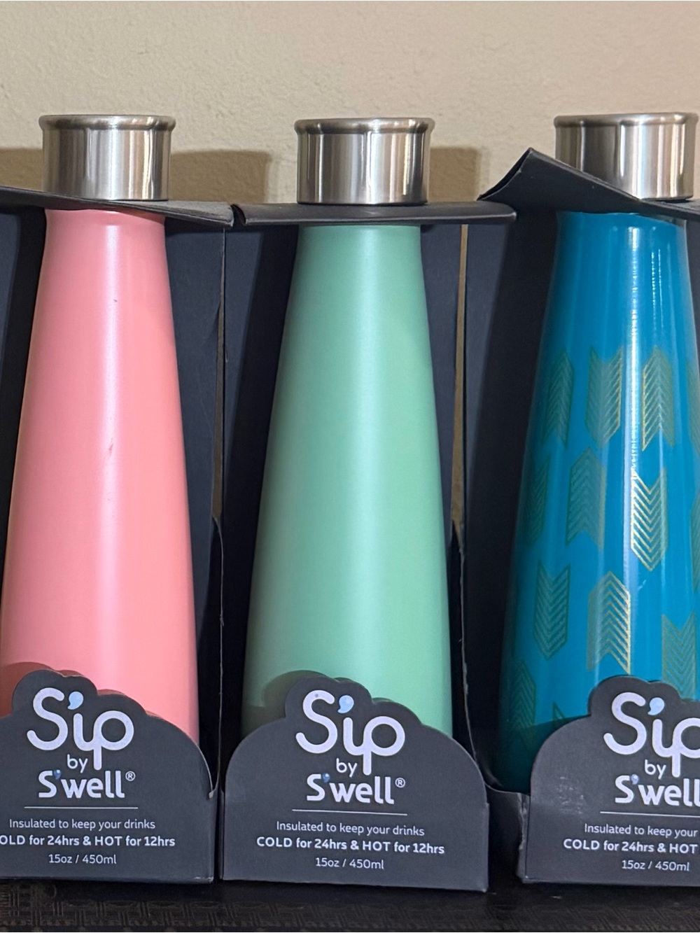 S'well Sip Trio: Pink, Mint & Teal Insulated Water Bottles